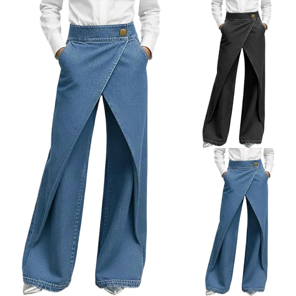 Ladies' Color Spring And Fashion Trend Button Pocket Jeans Pants