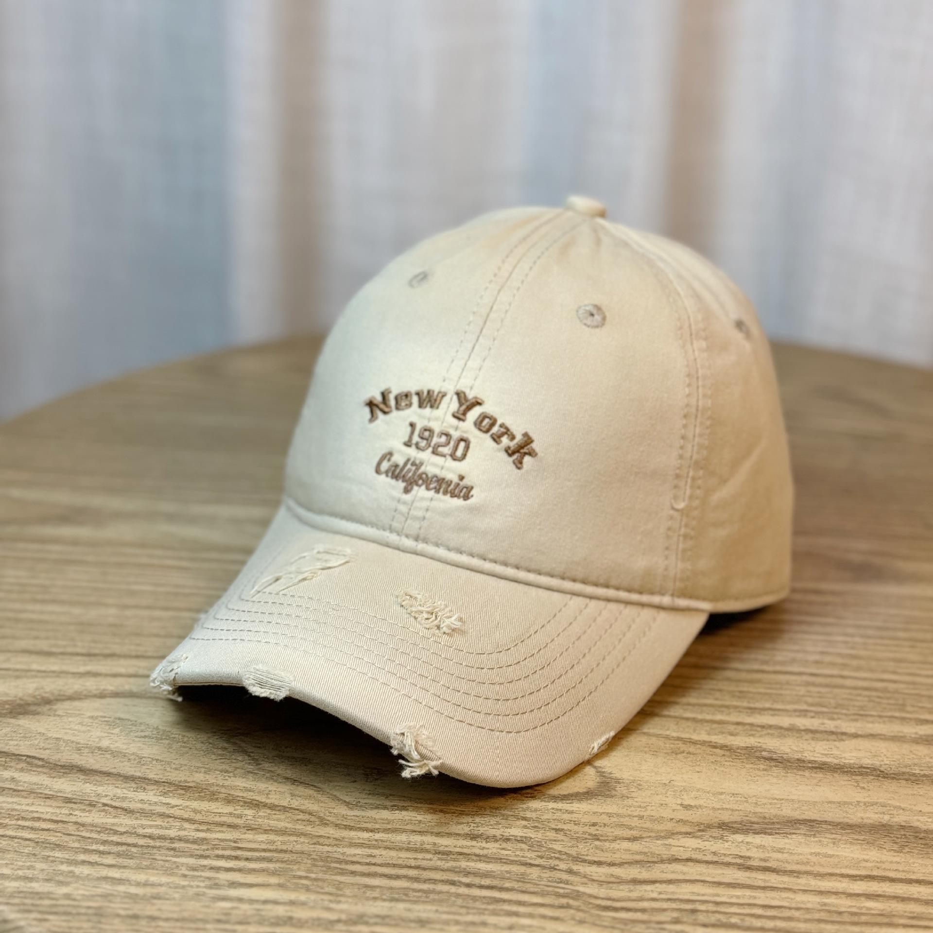 

Spring and summer new versatile wide-brimmed baseball cap for women, casual and fashionable distressed duckbill cap that makes the face look smaller Adult54-60Adjustable хакі