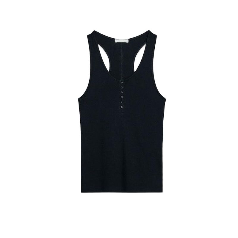 Summer New Product Women's Clothes French Simplicity Style Decorated Row Button Cotton Plaid Round Neck Sleeveless Tops 4786009