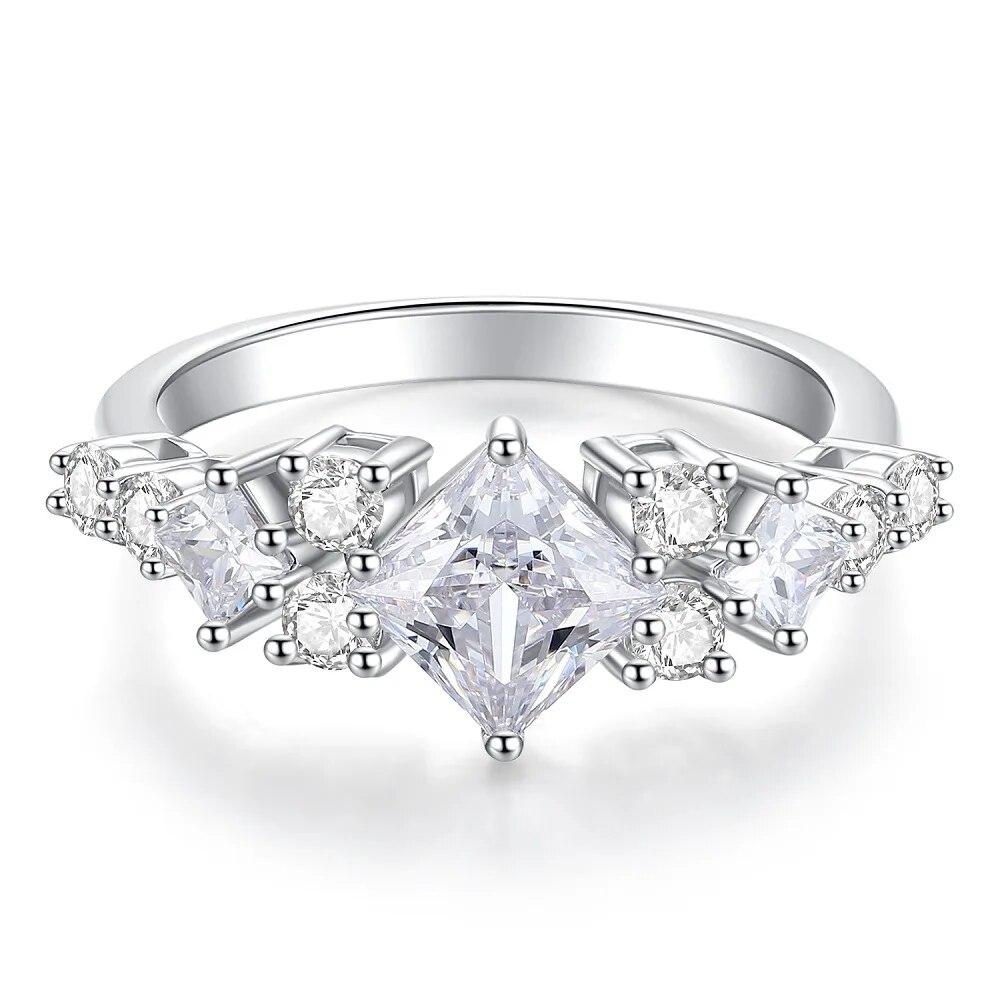 

Цвет D 1,2 карата 6*6 мм кольца принцессы с муассанитом для женщин, сверкающие свадебные украшения для невесты, 100% стерлинговое серебро S925, сертификат 9