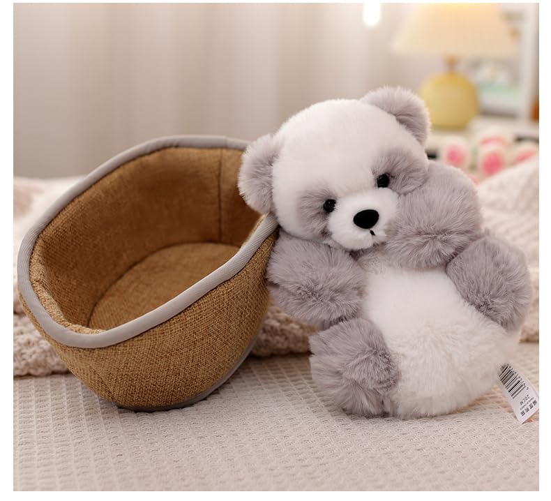HYAKURI Plüsch Niedlich Klein Gefüllter Körper Plüschtier Panda Bär/Teddybär, Tier, Tier/Bärenwickel/Bärenkissen/Feier/Flauschig (C Grau, 21cm)