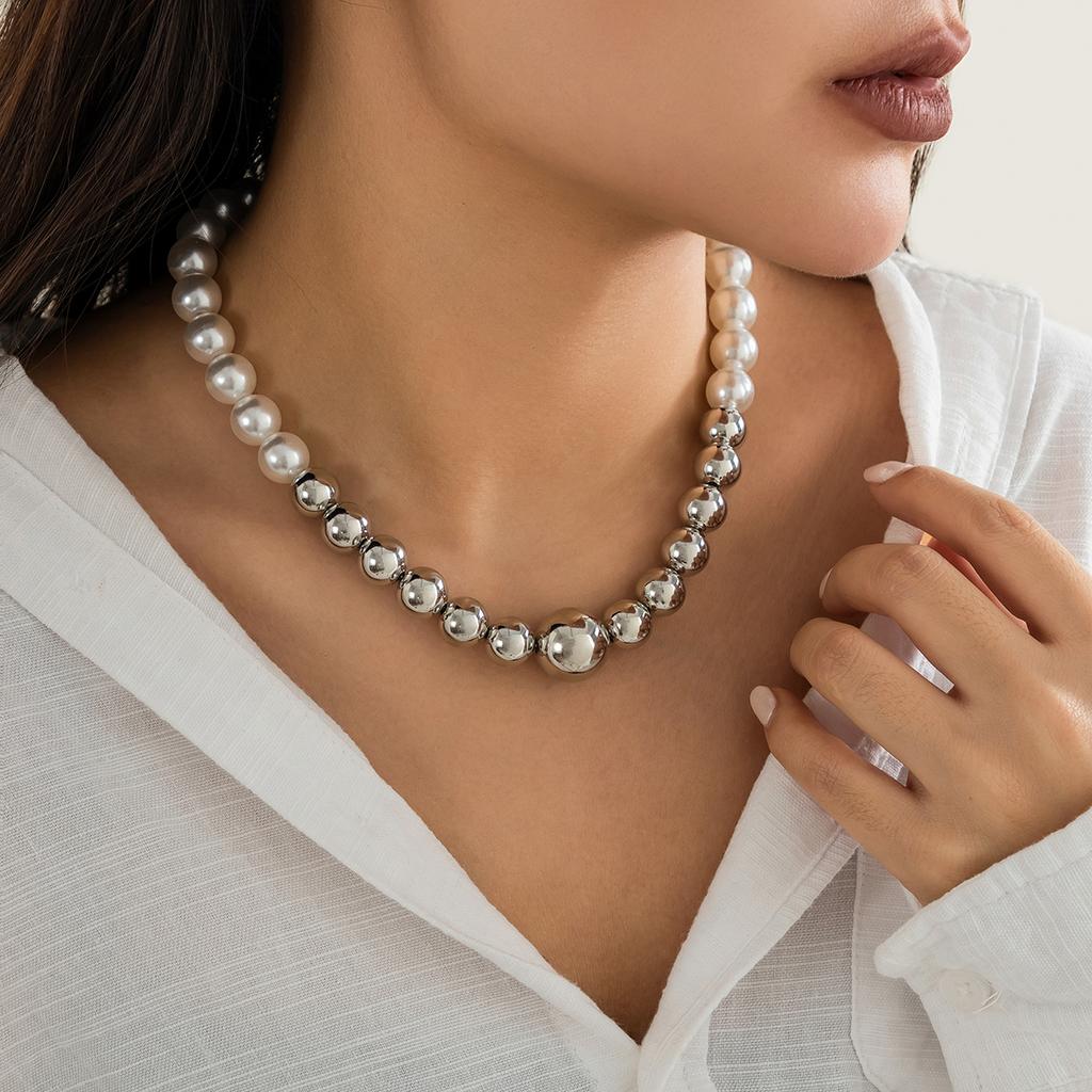 Imitation Pearl and Big Ball Beaded Choker Necklace for Women Short Beads Chains Collar On Neck Accessories 2026 Fashion Jewelry
