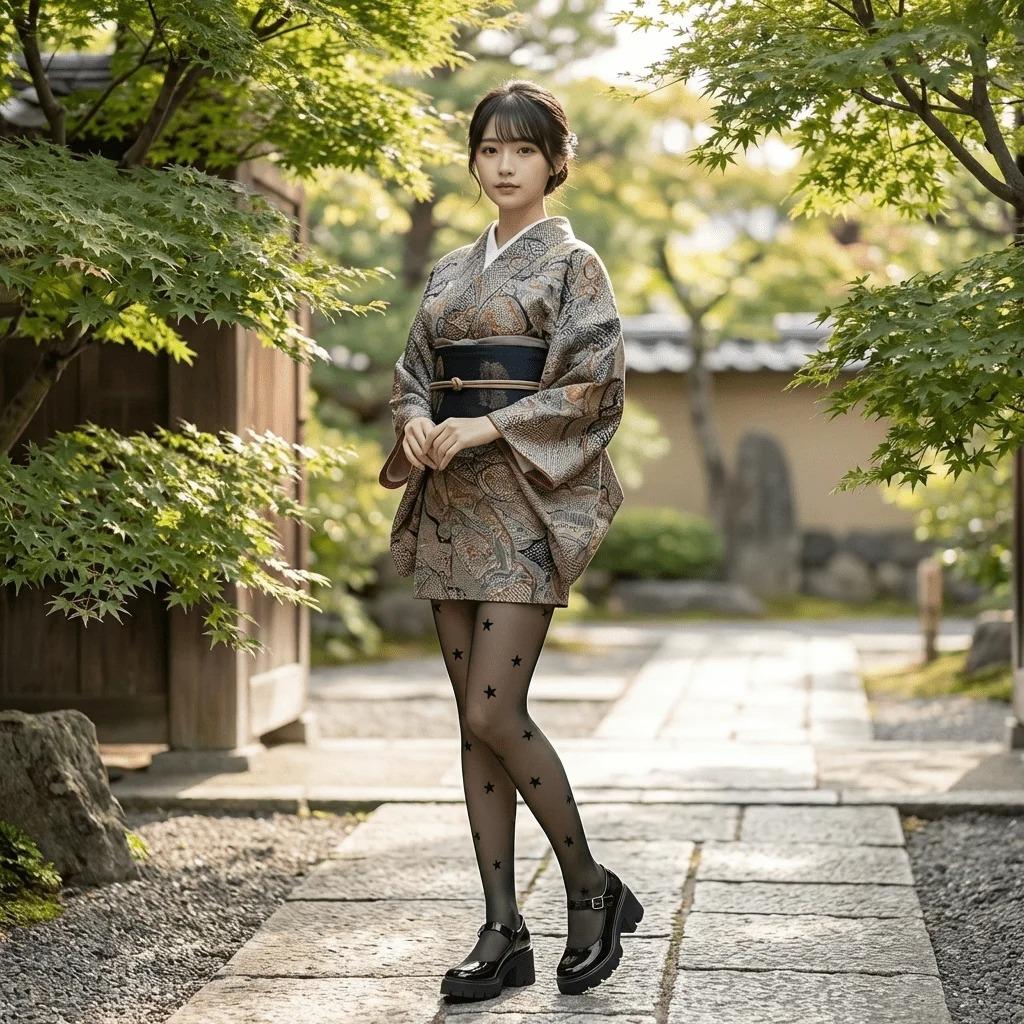 Starry Sky Five Pointed Star Printed Black Silk Pantyhose Pure Desire To Penetrate The Skin, Appear Slim And Beautiful Legs