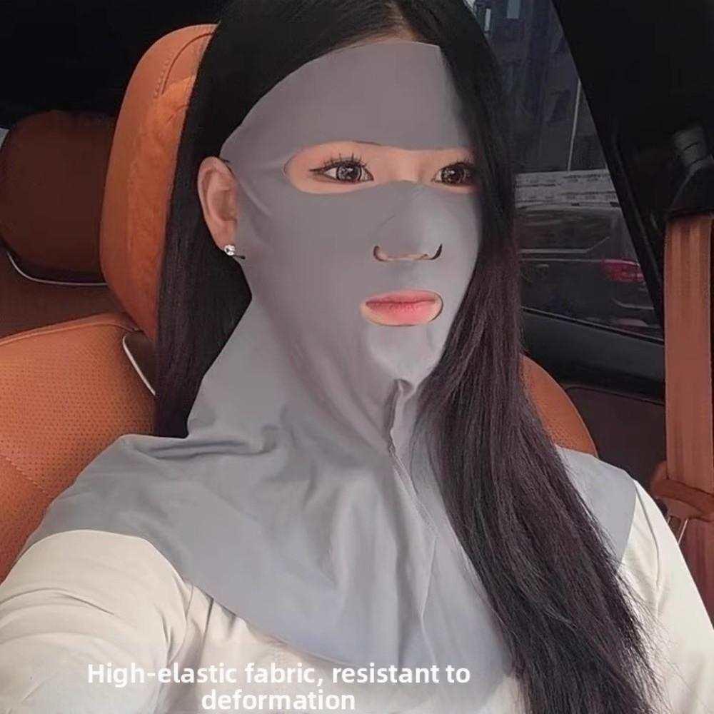 Solid Color Sunscreen Mask Sun Protection Neck Wrap Simple Ice Silk Face Veil  Sports