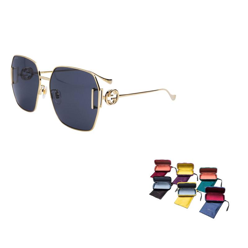 

GUCCI Skeleton Double G Fashion Versatile Metal Irregular Sunglasses Women s 64 золотой