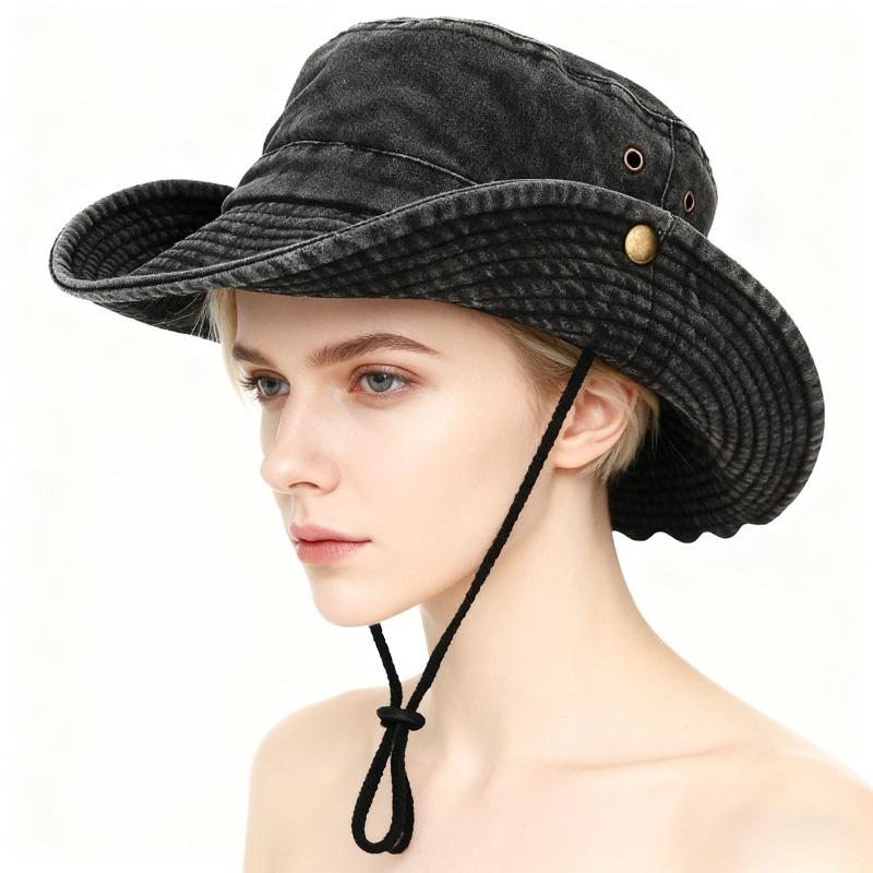1pc Unisex Solid Color Bucket Hat,Outdoor Breathable Wide Brim Breathable Sun Protection Cap for Hiking Climbing and Traveling