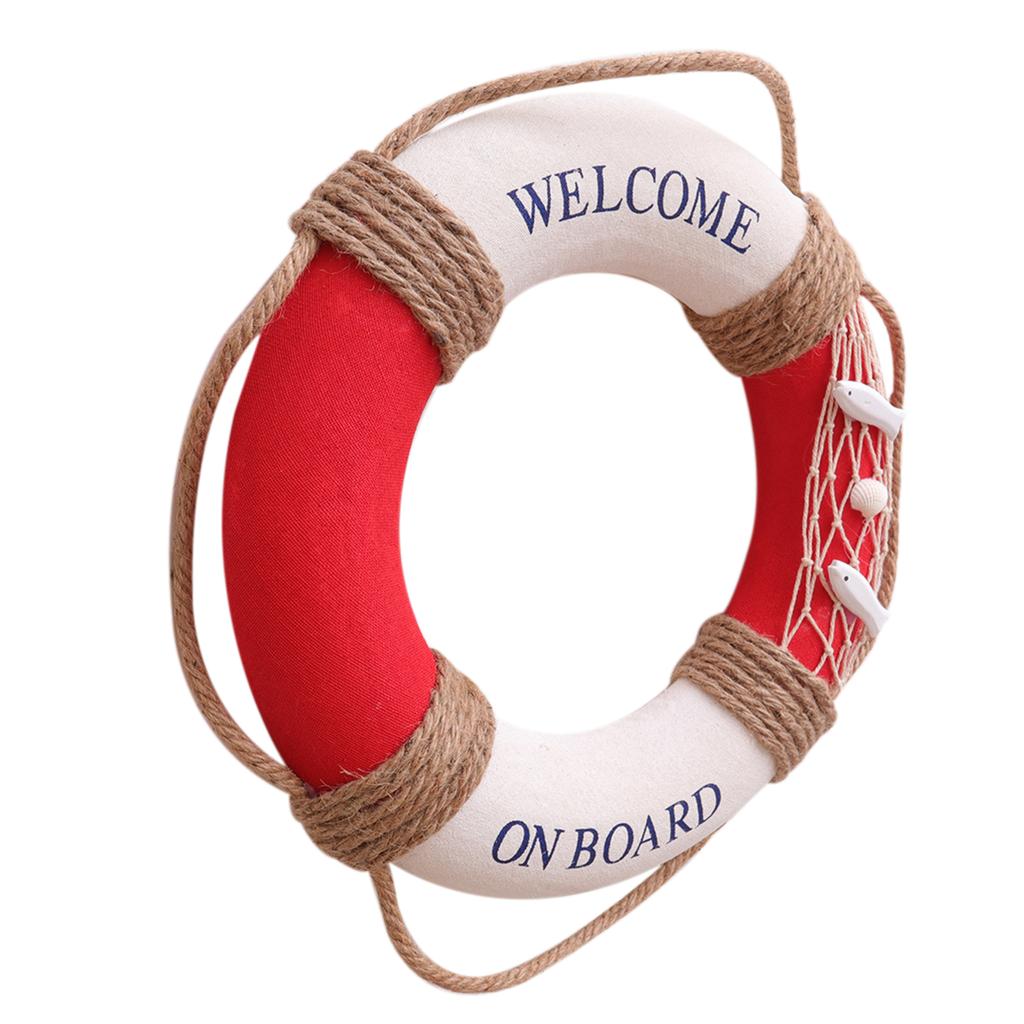 1pc 30Cm Lifebuoy Decoration Mediterranean Style Welcome Sign For Cafe Restaurant Bar Wall Hanging Decor Home Decor Door Sign