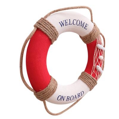 1pc 30Cm Lifebuoy Decoration Mediterranean Style Welcome Sign For Cafe Restaurant Bar Wall Hanging Decor Home Decor Door Sign