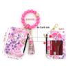 Pu Leather Silicone Bead Bracelet Keychain Boho Style Leather Card Bag Keychain  Fashion Wear