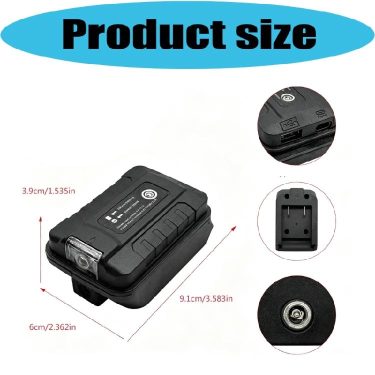 21V Battery to 5V Adapter for Phone Charging, Slide In Tool Battery Unit with USB Output for Camping Gear and Garage Device Use Daily