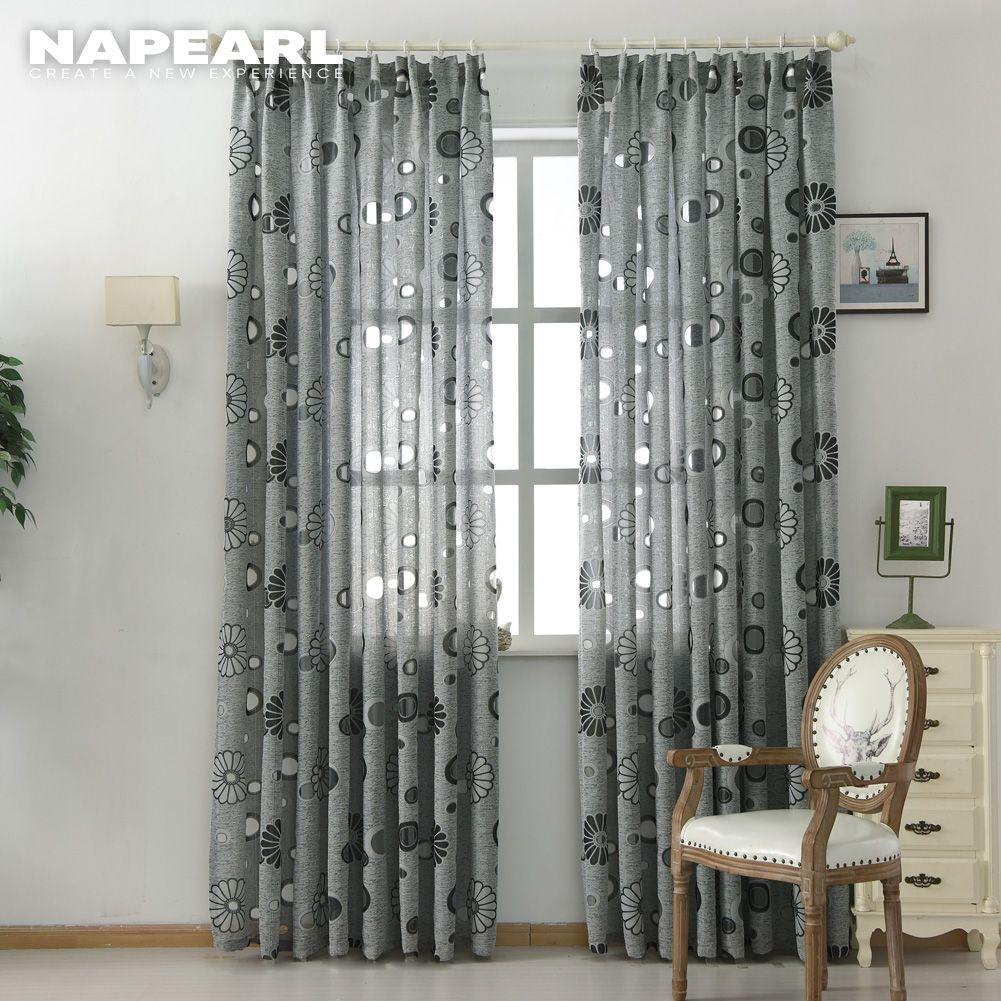 

1 ПК Napearl Елегантна жакардова штора Спальня Вікно Квітка Вітальня Тюль Штора для дому W150cm x L200cm чорний