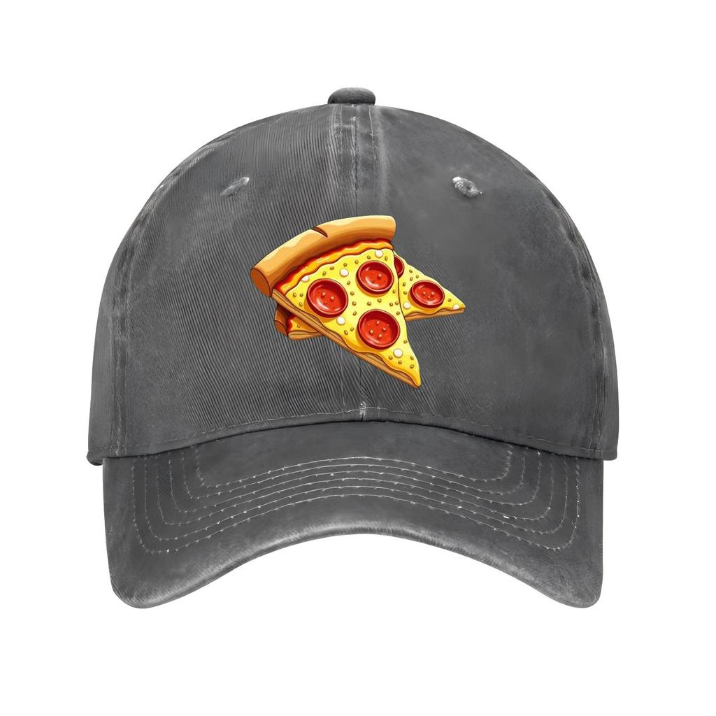 Pizza Slice Graphic Baseball Cap Adjustable Polyester Casual Streetwear Sun Protection Hat for Adults