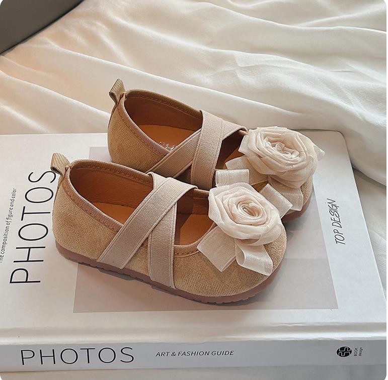 

New Kids Floral Children Appliques Shoes Baby Girls Shoes Toddler Fashion Flat for Baby Girl Moccasin Princess Rose Shoes 24