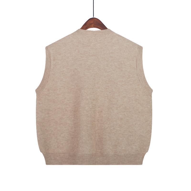 Hong Kong stil cardigan vest kvinner retro casual strikket vest cardigan jakke sammenleggbar o-hals ermeløs genser vest kvinnelig topp