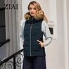 ziai Neue Damen Daunenwesten Ärmellos Pelzkragen Kapuze Pufferjacke Mädchen Winddicht Gesteppter Parka Mantel Slim Damen Oberbekleidung ZR-L006