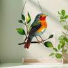 Robin Suncatcher for Windows & Garden,2D Stained Glass Effect Hanging Ornament,20x20cm Outdoor Heart Shape Decoration