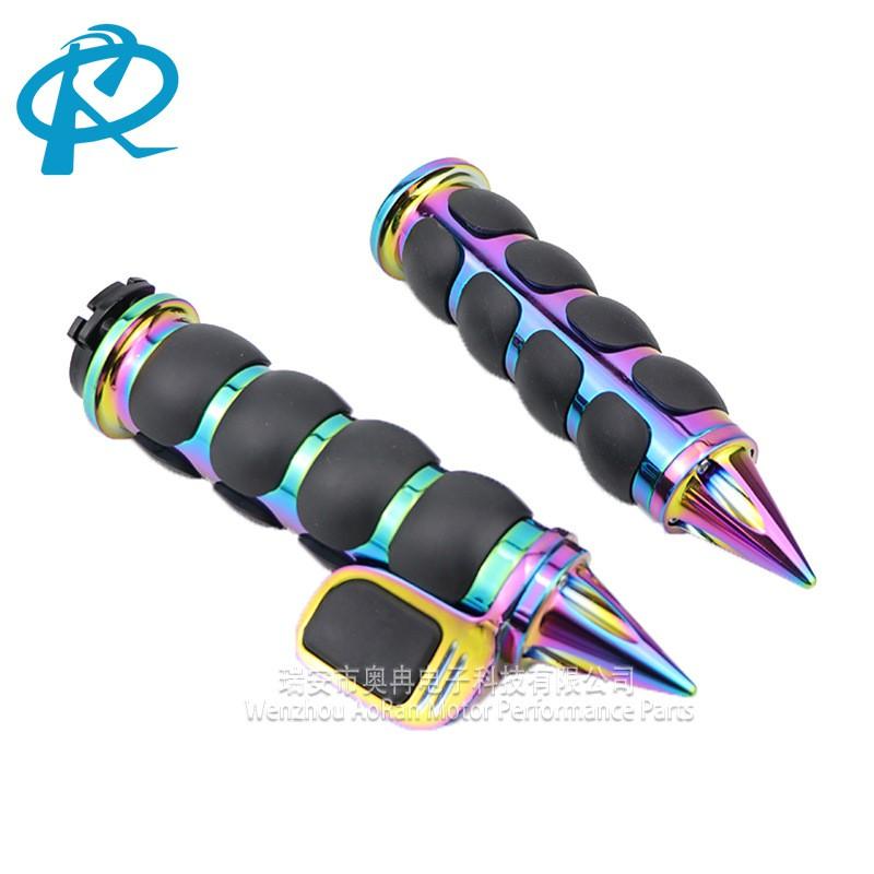 Chrome Zinc Alloy Motorcycle Handlebar Grips Harley Touring Custom Bike - 22mm 25mm Colorful Retro Style
