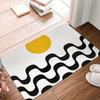 Minimalist Abstract Sun Welcome Doormat Modern Yellow Circle Wavy Line Floor Mat Creative Nordic Art Entrance Welcome Rug