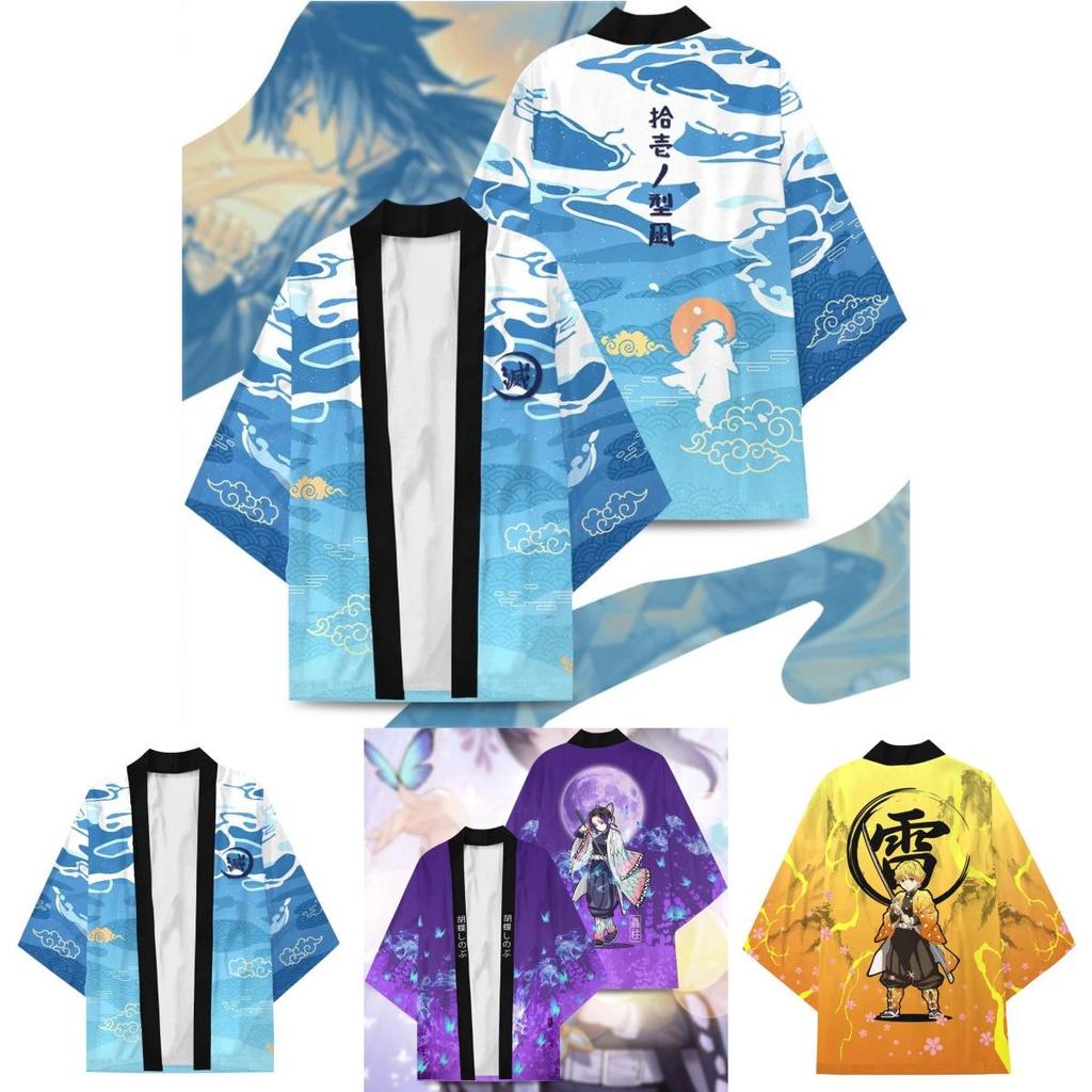 Demon Slayer Cartoon Printed Top Agatsuma Zenitsu Tanjiro Kamado Cosplay Costume