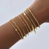Non Tarnish Stainless Steel Bracelet Gold Plated Stackable for Women, Thin Herribone Chain Bracelet Waterproof Jewelry