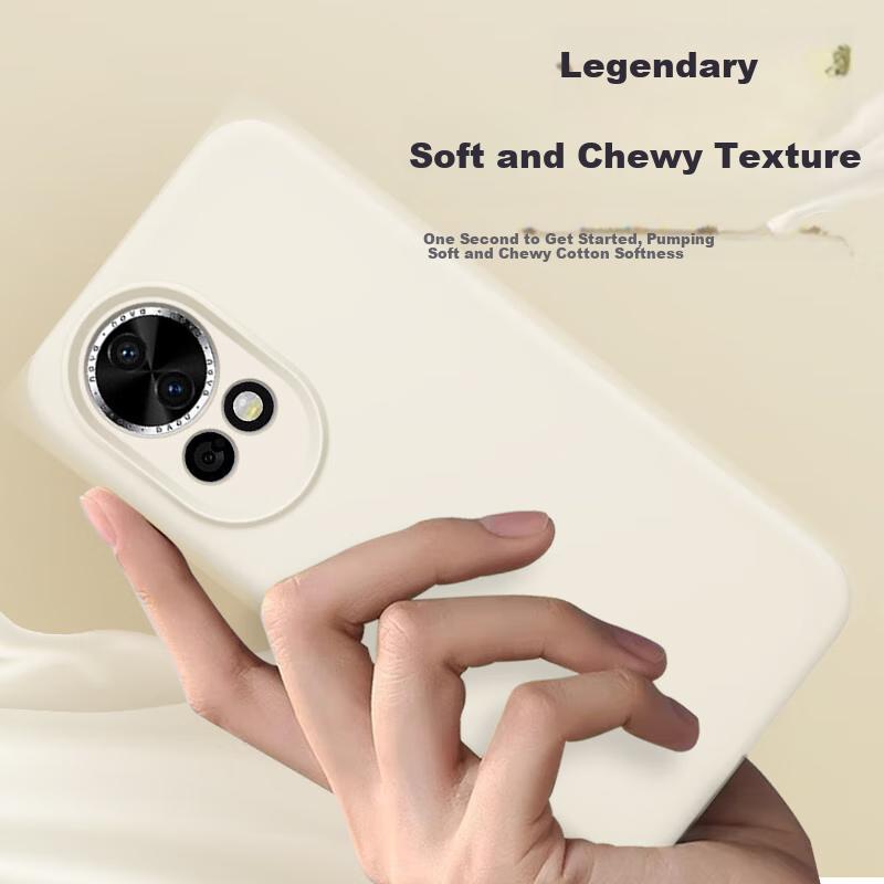 Huawei Nova12 Phone Case, Premium Liquid Silicone Soft, Full Lens Protection, Shockproof, Anti-Fingerprint, Simplen, Antique White Outer