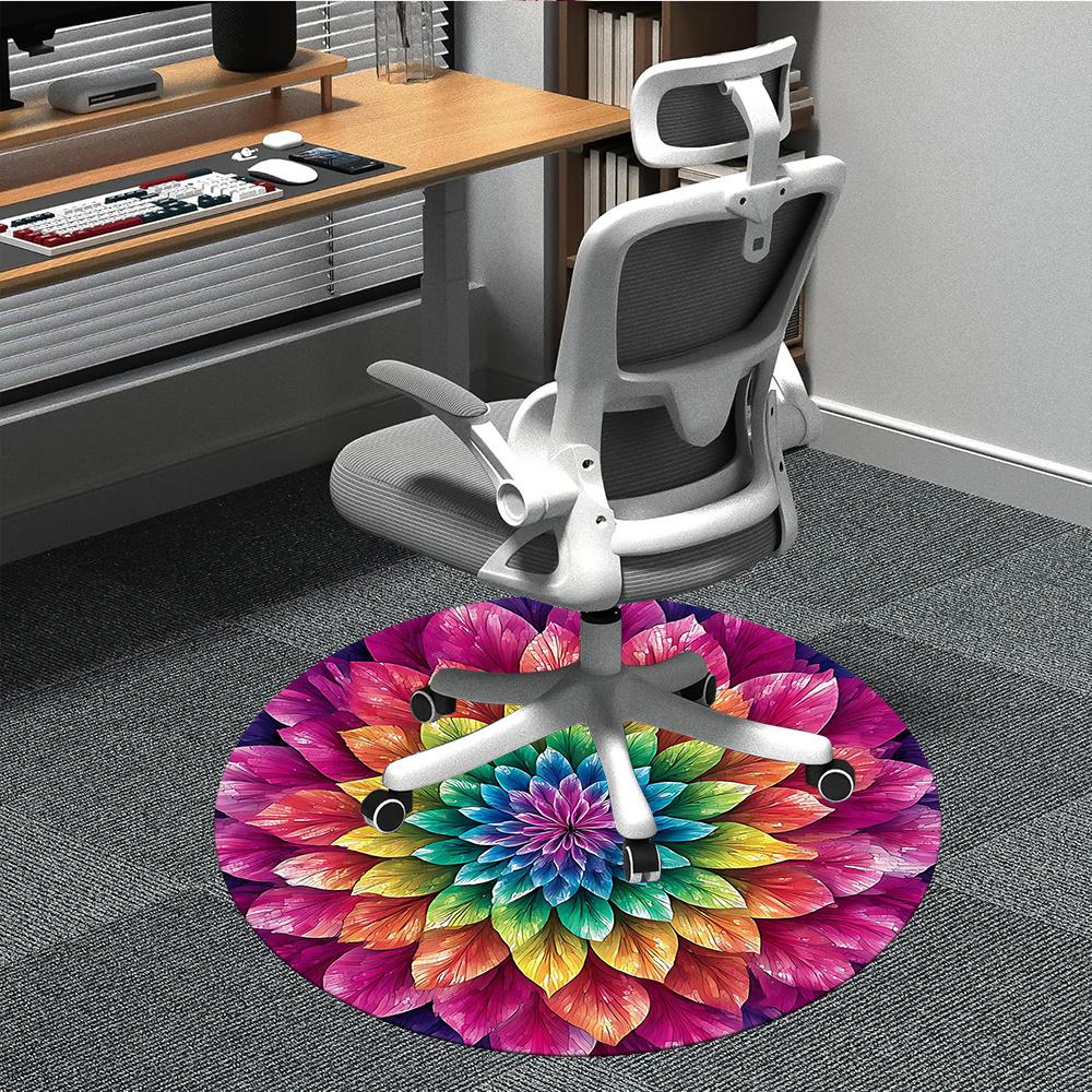 1pc Floral Mandala Office Round Area Rug, Indoor Mat Suitable ForOffice, Under Office Chairs Bedroom Living Room Home Decor, Room Decot087