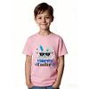European Sizes Children Girls and Boys Cartoon Style Rabbit Pattern T-Shirt - Stylish Black Background, Trendy Sunglasses Rabbit, Hoppy Easter Design