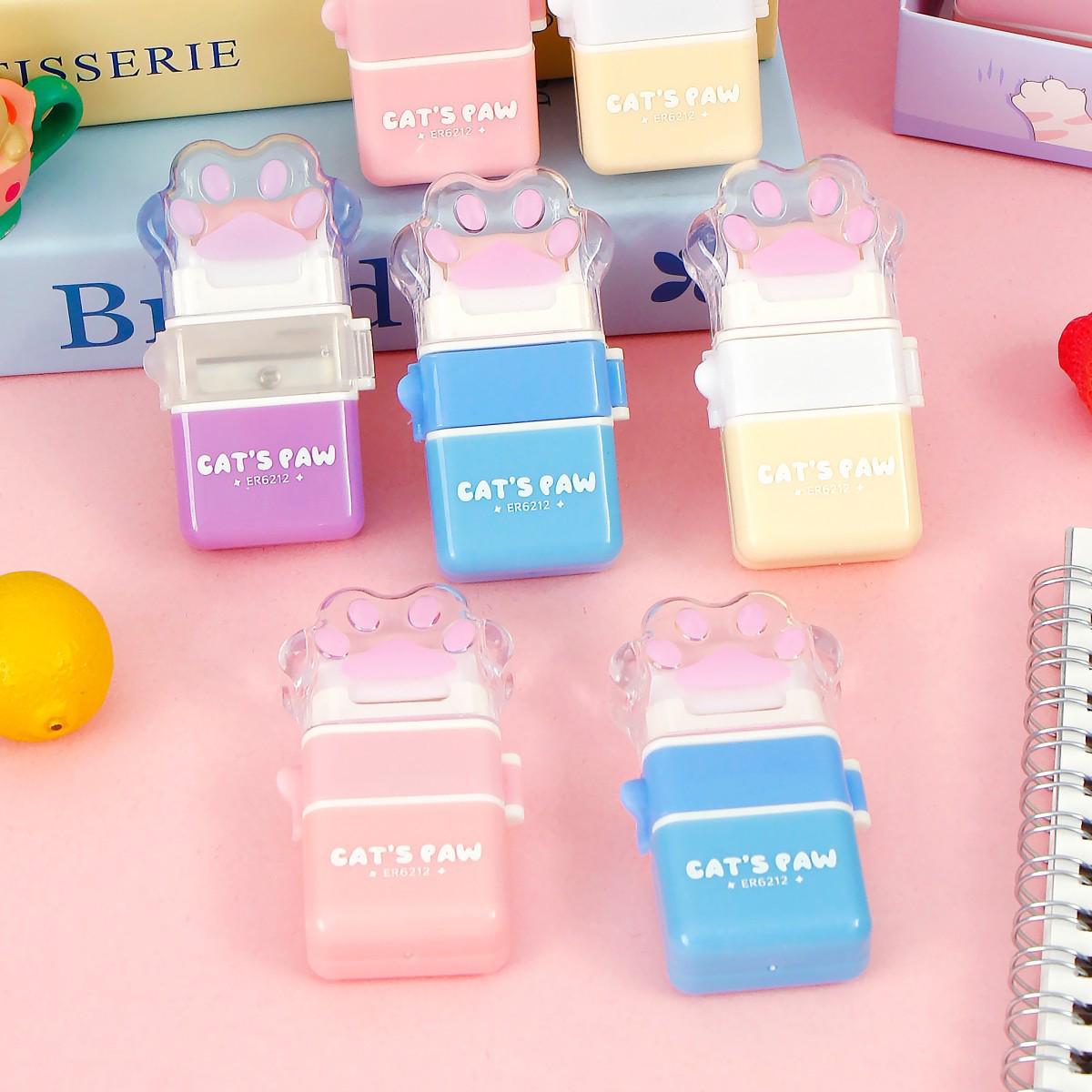 

Newcomer Exclusive: Cat Paw Roller Eraser - Cute Double-Leaf Design for Students