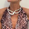 Glossy Retro Irregular Round Metal Choker Necklace for Women