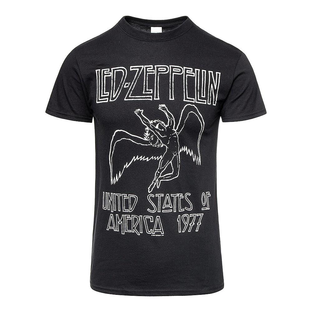 Футболка Led Zeppelin США 1977 Рок-группа Новая Черная Официальная Унисекс Футболка XL