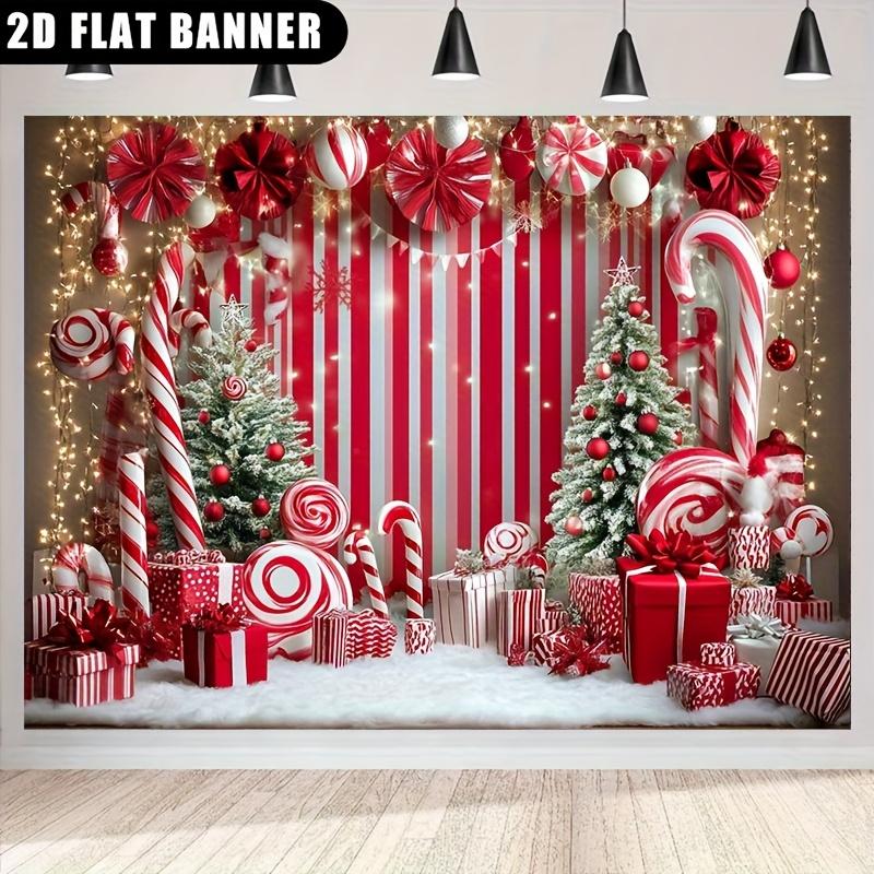 1Pcs banner Christmas background with candy Decoration Background Winter Backdrop Decorations For Photo Studio Photo Booth