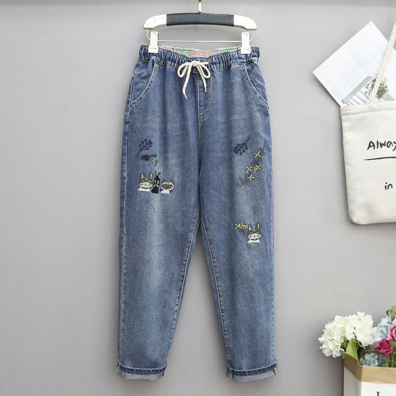 Spring and Autumn Women's Jeans Ladies Breathable and Comfortable Loose Nine-point Pants High Waist Pants