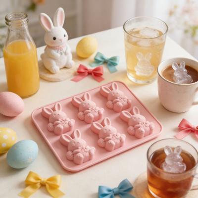 Easter Ice Cube Mold Food Grade Silicone 3D Bunny Shape Baking Mold Easy To Clean Dishwasher Safe Easter Party Supplies
