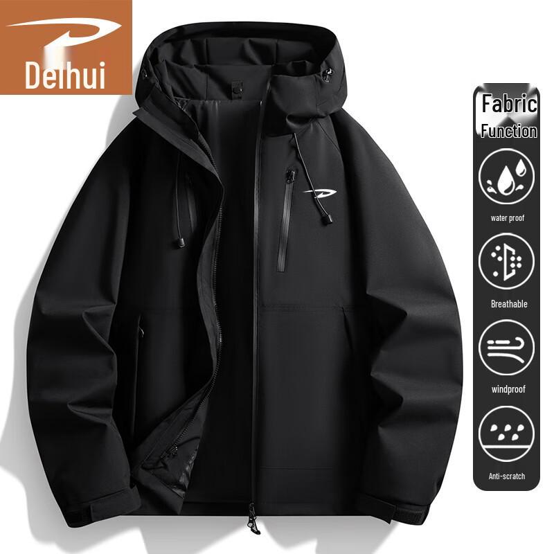 

DelHui Men s Spring Autumn Windproof Waterproof Hooded Jacket S
