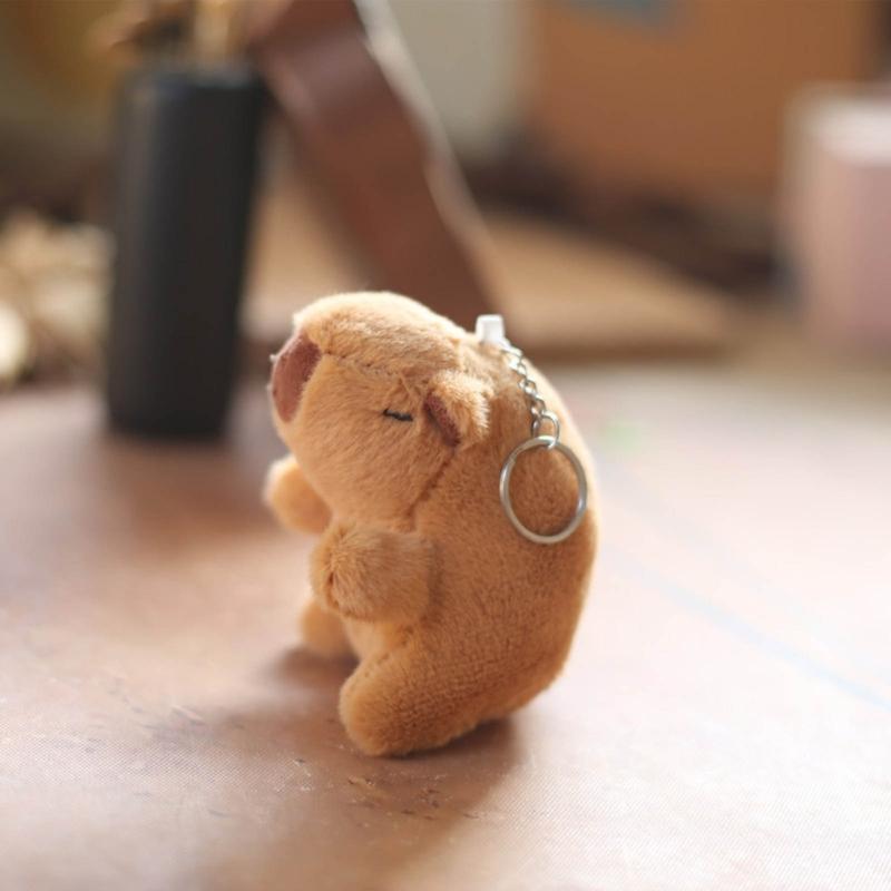 Mini Plush Capybara Charm Keychains Sweet Cute Pendant Car Keyring Backpack Decoration Fashion Jewelry for Women Girl
