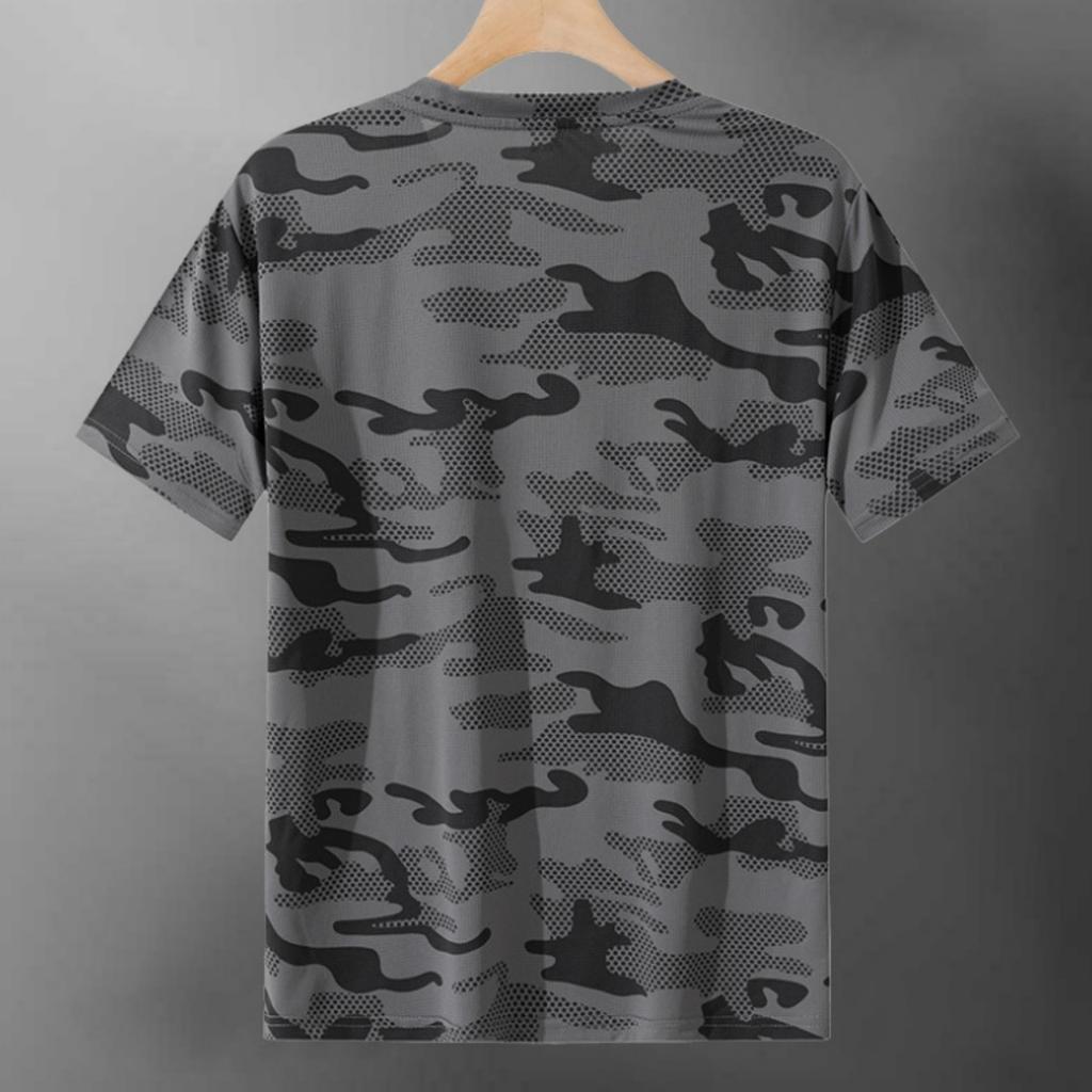 Men's Casual Lightweight Quick-drying Short-sleeved T-shirt - Men's Round-neck Camouflage Breathable Sweat-absorbing Cool-feeling T-shirt