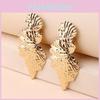 Metal Earrings Leaf With Gold Coating And Bold Design For Gift Wedding And