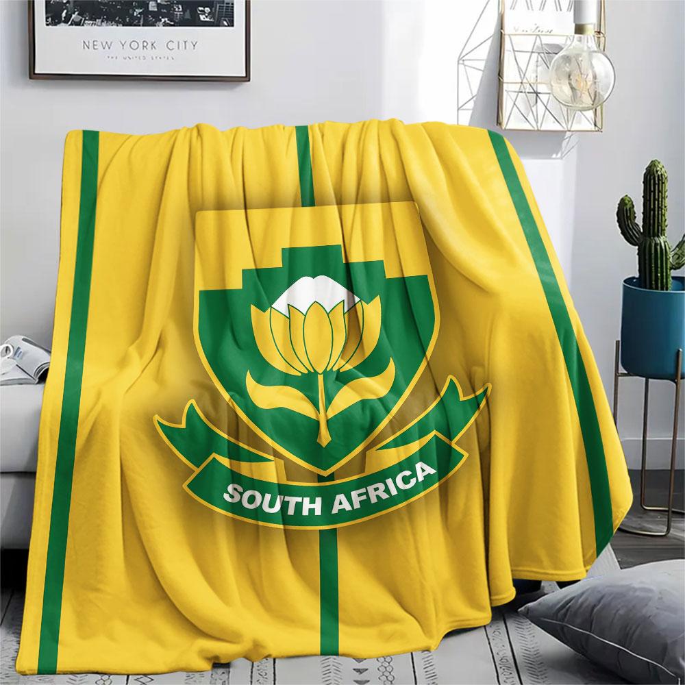 South Africa national football Printed Flannel Blanket, soft throw for bedroom sofa, washable,soccer fan merchandise, great gift.