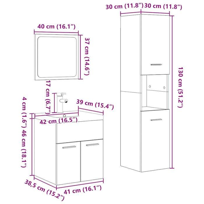 VidaXL 4-piece Bathroom Furniture Set Sonoma Oak 3325023