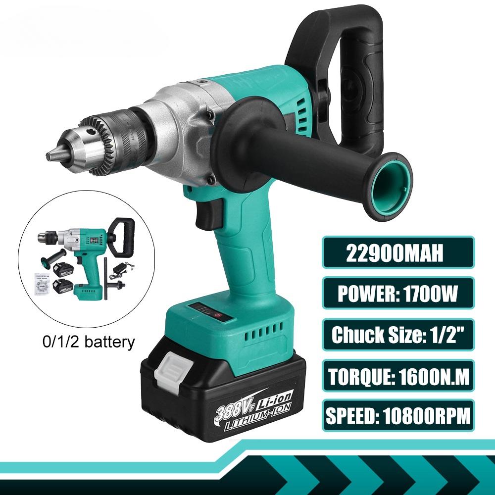 1700W Cordless Brushless Electric Drill Electric Screwdriver 13mm 1/2"" Chuck Fishing Ice Drill Power Tool For 18V Battery