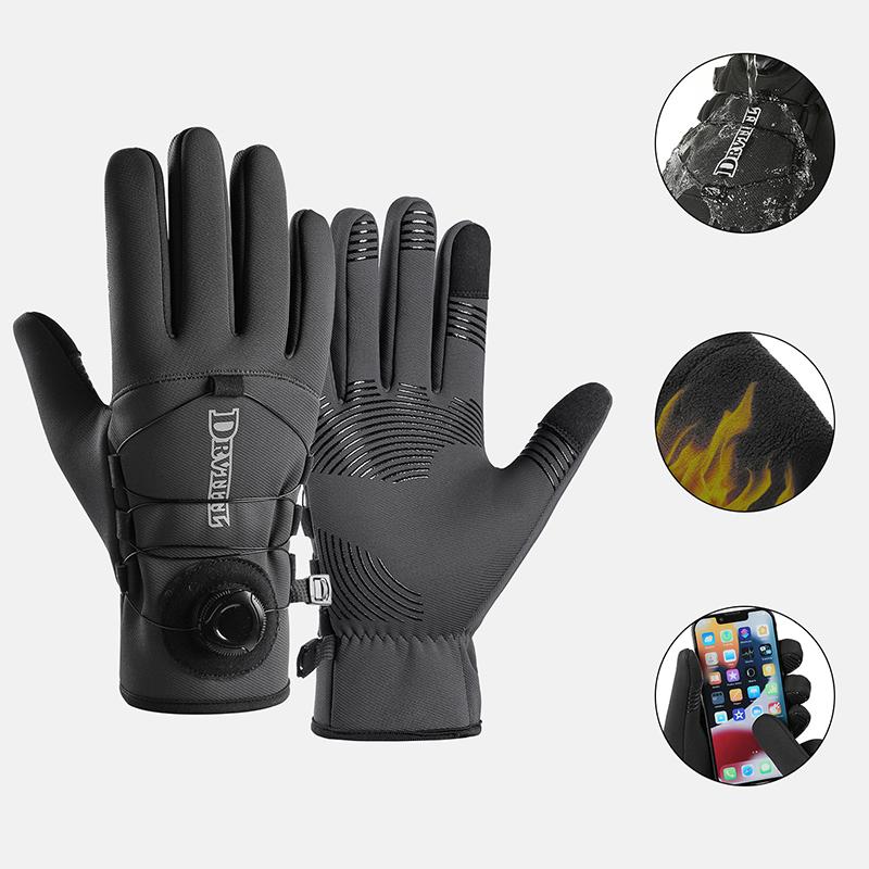 

1 Pair Winter Cycling Gloves Warm Waterproof Windproof Unisex With Touchscreen For Outdoor Riding Skiing Running Bycicle темно-серого