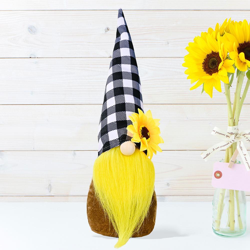 Sunflower No Whimsical Face Gnome Decoration In Yellow Floral Hat Ideal For Thanksgiving Christmas And