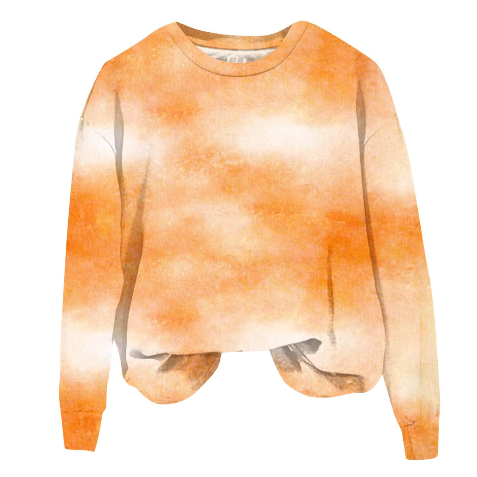 

Женская мода Хэллоуин с длинным рукавом с принтом Свободная толстовка с круглым вырезом Топ L оранжевый