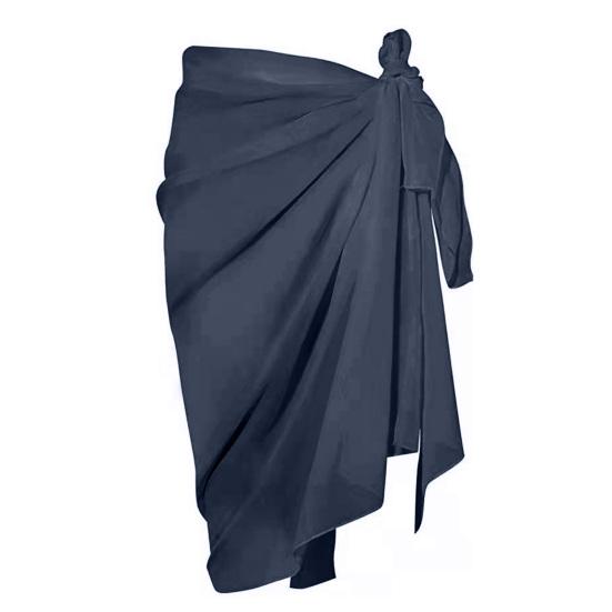 Solid Color Side Lace-up Cover Up Skirt See-through Chiffon Wrap Scarf Skirt