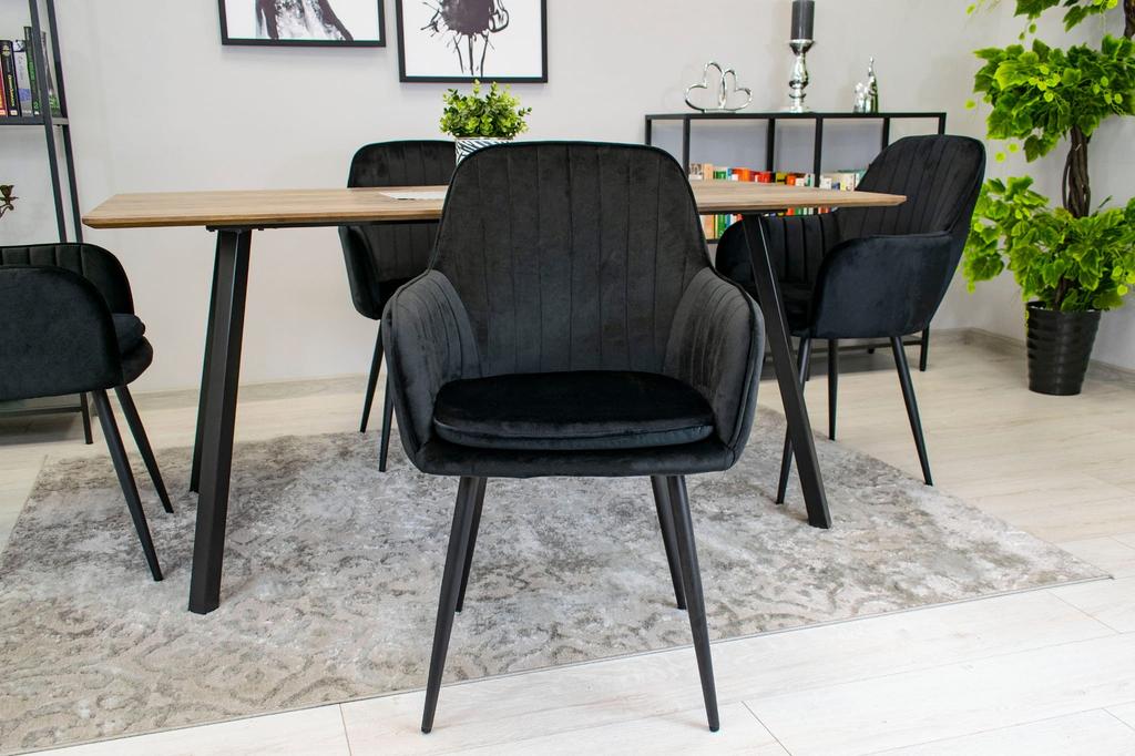LUGO Chair - Black Velvet / Black Legs X 1