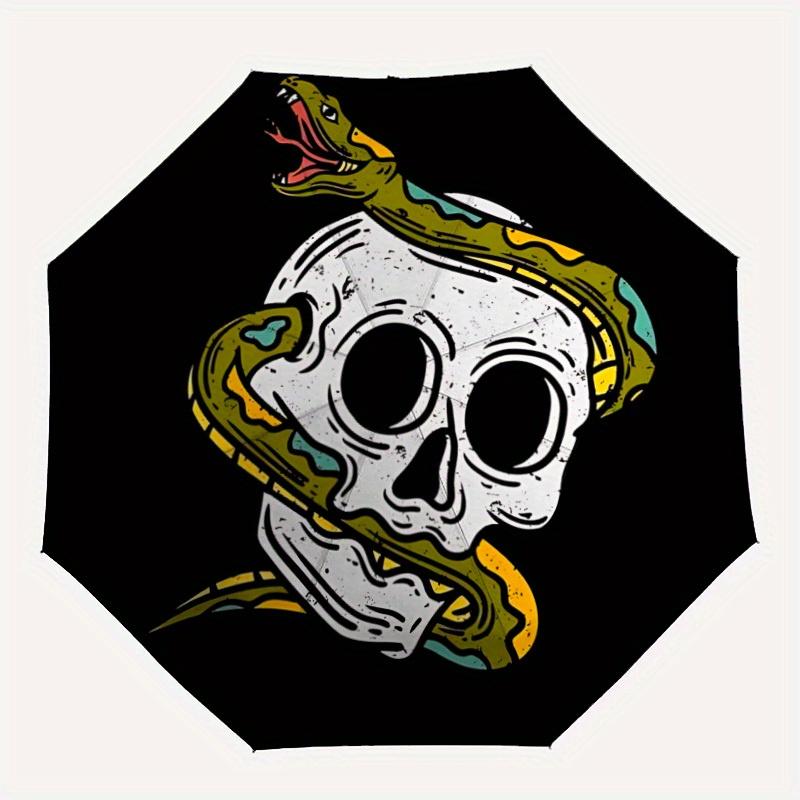 

1pc Snake Skull Print Automatic Opening/closing Umbrella with Auto Open/Close, Windproof, Foldable Sunshade yy250811151