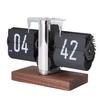 Flip Desk Clock Vintage 12H Battery Powered Mechanical Digital Auto Flip Down Calendar Clock for Living Room Table