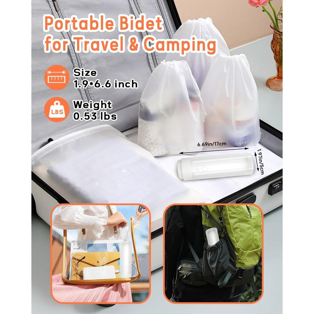 Tragbares Bidet - Handheld Reise-Bidet mit 3 Hochsprühmodi, USB-C wiederaufladbar und IPX7 wasserdichter elektrischer Bidet-Sprüher für Frauen