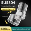 Stainless Steel Angled Curved Foot Angle Adjustment 360° Rotatable Eccentric Screw Corner Wall Mounted Shower Faucet Adapter