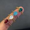 Vintage Boho Water Drop Jewelry Women's Ring Multicolor Gemstone Silver+Plating Gold/Rose High Quality Wedding Daily Gift